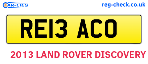 RE13ACO are the vehicle registration plates.