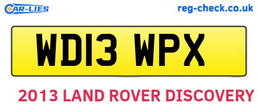 WD13WPX are the vehicle registration plates.