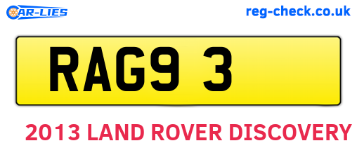 RAG93 are the vehicle registration plates.