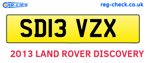 SD13VZX are the vehicle registration plates.