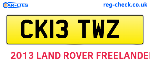 CK13TWZ are the vehicle registration plates.