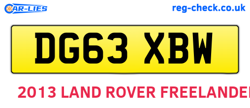 DG63XBW are the vehicle registration plates.