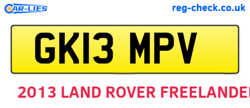 GK13MPV are the vehicle registration plates.