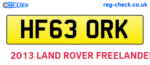 HF63ORK are the vehicle registration plates.