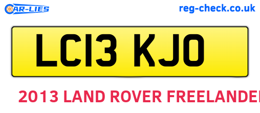 LC13KJO are the vehicle registration plates.