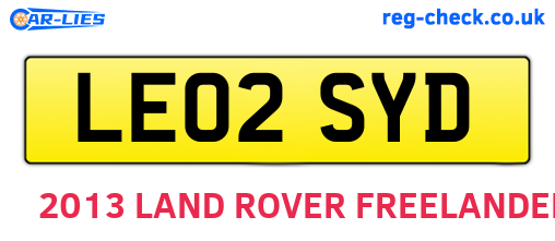 LE02SYD are the vehicle registration plates.