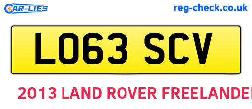 LO63SCV are the vehicle registration plates.