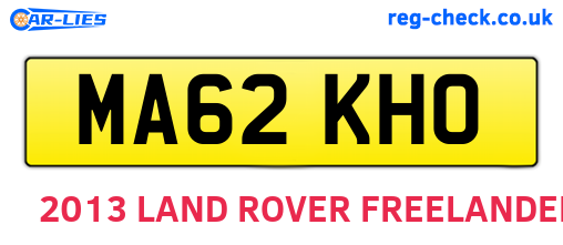 MA62KHO are the vehicle registration plates.
