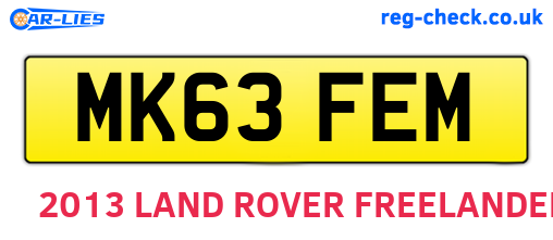 MK63FEM are the vehicle registration plates.