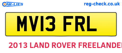 MV13FRL are the vehicle registration plates.