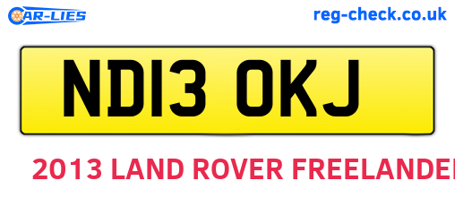 ND13OKJ are the vehicle registration plates.