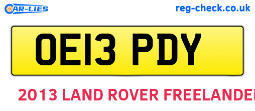 OE13PDY are the vehicle registration plates.