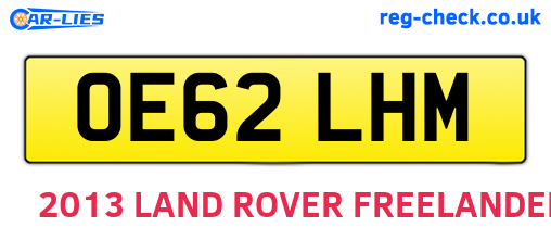 OE62LHM are the vehicle registration plates.