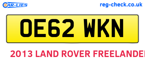OE62WKN are the vehicle registration plates.