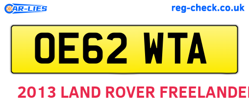 OE62WTA are the vehicle registration plates.