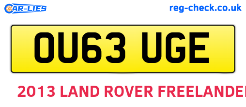 OU63UGE are the vehicle registration plates.