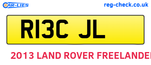 R13CJL are the vehicle registration plates.