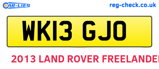 WK13GJO are the vehicle registration plates.