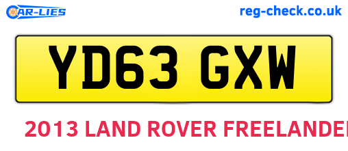 YD63GXW are the vehicle registration plates.