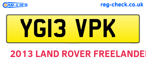 YG13VPK are the vehicle registration plates.