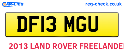 DF13MGU are the vehicle registration plates.