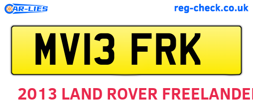 MV13FRK are the vehicle registration plates.
