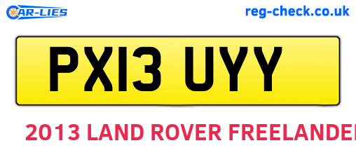PX13UYY are the vehicle registration plates.