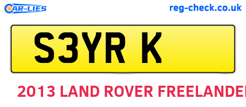 S3YRK are the vehicle registration plates.