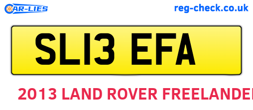 SL13EFA are the vehicle registration plates.