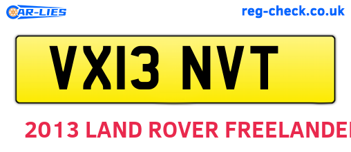 VX13NVT are the vehicle registration plates.