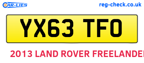 YX63TFO are the vehicle registration plates.