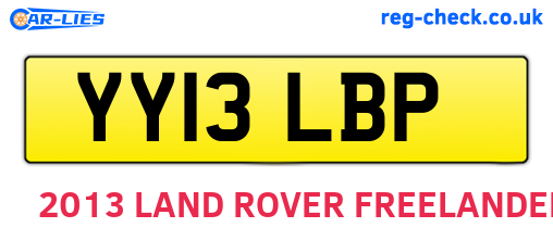 YY13LBP are the vehicle registration plates.