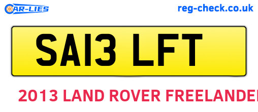 SA13LFT are the vehicle registration plates.