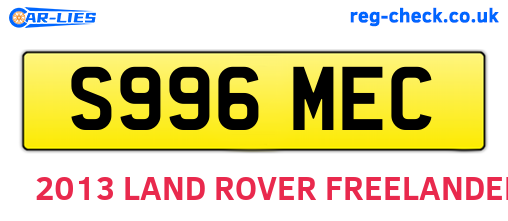 S996MEC are the vehicle registration plates.