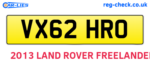 VX62HRO are the vehicle registration plates.