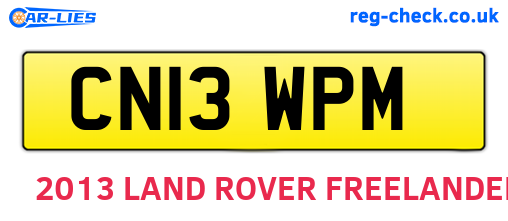 CN13WPM are the vehicle registration plates.