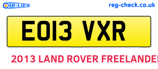 EO13VXR are the vehicle registration plates.