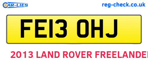 FE13OHJ are the vehicle registration plates.