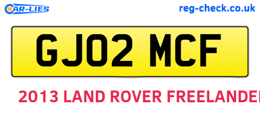 GJ02MCF are the vehicle registration plates.