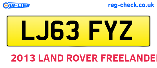 LJ63FYZ are the vehicle registration plates.