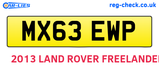 MX63EWP are the vehicle registration plates.