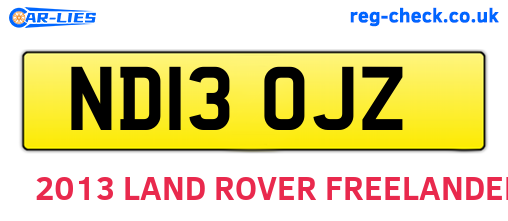 ND13OJZ are the vehicle registration plates.