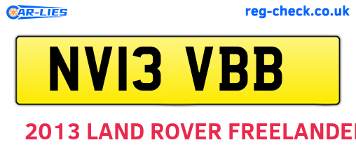 NV13VBB are the vehicle registration plates.