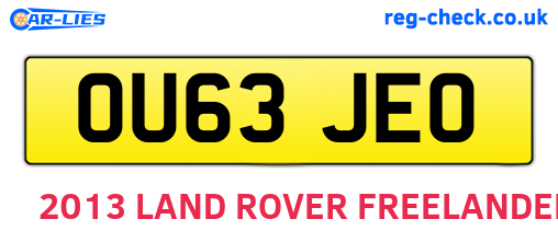 OU63JEO are the vehicle registration plates.