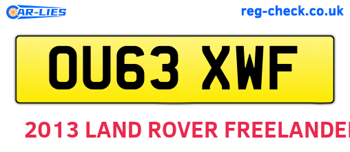 OU63XWF are the vehicle registration plates.