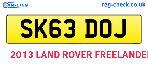 SK63DOJ are the vehicle registration plates.