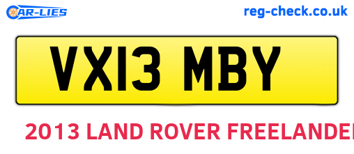 VX13MBY are the vehicle registration plates.