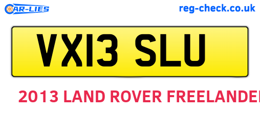VX13SLU are the vehicle registration plates.