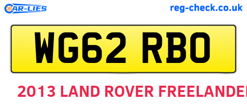 WG62RBO are the vehicle registration plates.