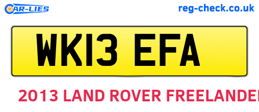 WK13EFA are the vehicle registration plates.